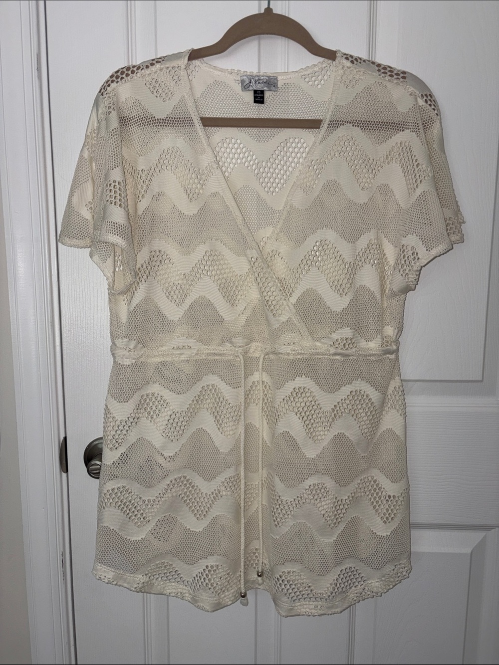 Cream Crochet V-Neck Tunic